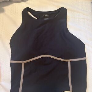 Abercrombie & Fitch Black High-Neck Tank with Tan Contrast Trim